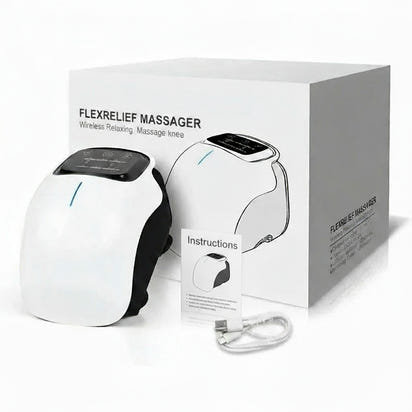 Knee massager with packaging on a white background