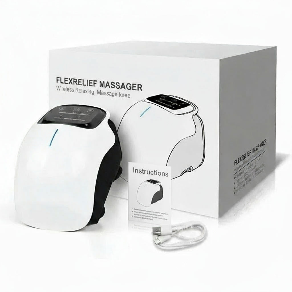 Knee massager with packaging on a white background